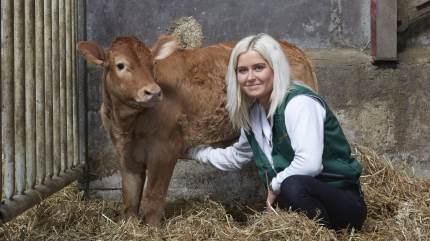Man skal ikke tage fejl af det lange lyse hår, smykkerne og de tætsiddende jeans. Mille Kragelund er 20 år gammel, passioneret limousineavler og bidt af dyrskuer. Hun stiller i år med tyren Kærsgaards Oberst.