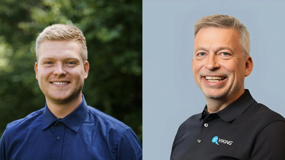 Fra venstre: Rune Friis Kristensen, direktør i Dyrlæger & Ko, og Hans Peter Bay, direktør i VikingDanmark. Foto: Dyrlæger & Ko