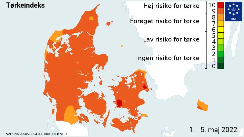 Tørkeindekset viste for meget, blandt andet sidste år. Foto: DMI