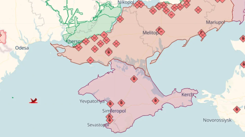 Trods den russiske besættelse af Krimhalvøen samt dele af Kherson-regionen, har Ukraine været i stand til at eksportere korn ud af havne, blandt andet nær Odessa. Men lige nu er korneksporten sat på pause. Kilde: Deepstate Map