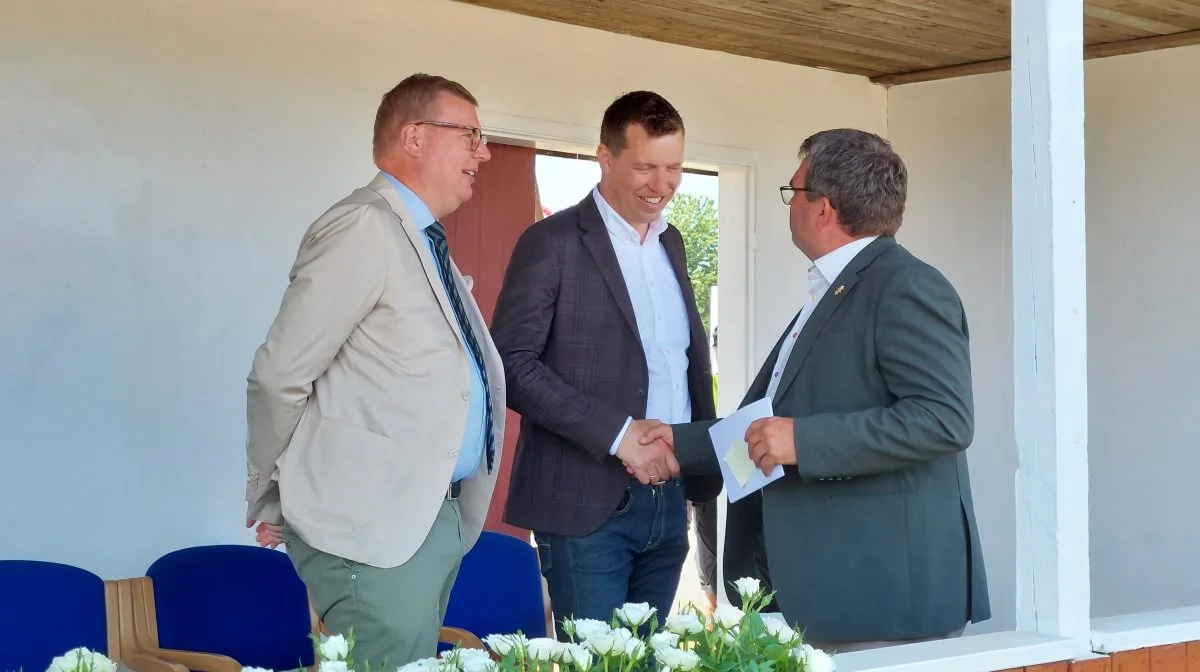 Søren Windell, rådmand, Odense Kommune, Søren Søndergaard, formand Landbrug & Fødevarer og formand for Det Fynske Dyrskue, Torben Povlsen til åbningen fredag middag.