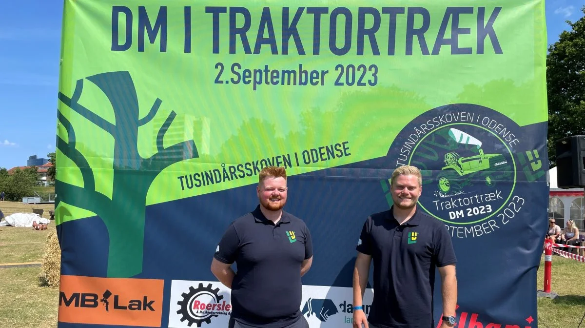 Daniel Danielsen og Frederik Grubbe, fra henholdsvis Midtfyns- og Østfyns Landboungdom, glæder sig over det fællesskab nogle gode dyrskuedage giver.