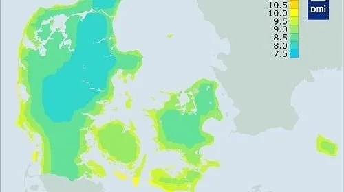 Risikoen for angreb af havrerødsot er størst i de mest milde områder af landet, fordi bladlusene her trives bedst. Det mildeste efterårsklima er i de sydlige samt kystnære områder. Kilde: DMI