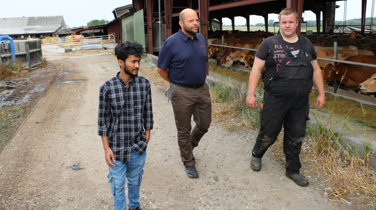 - Moharaj er den første, som vi har hjulpet med praktikplads, men vi har flere fra Bangladesh, som venter på svar på deres ansøgning om arbejdstilladelse, siger rekrutteringskonsulent i Velas, Thorbjørn Andersen her flankeret af Moharaj Miah og driftsleder Lars Mortensen.