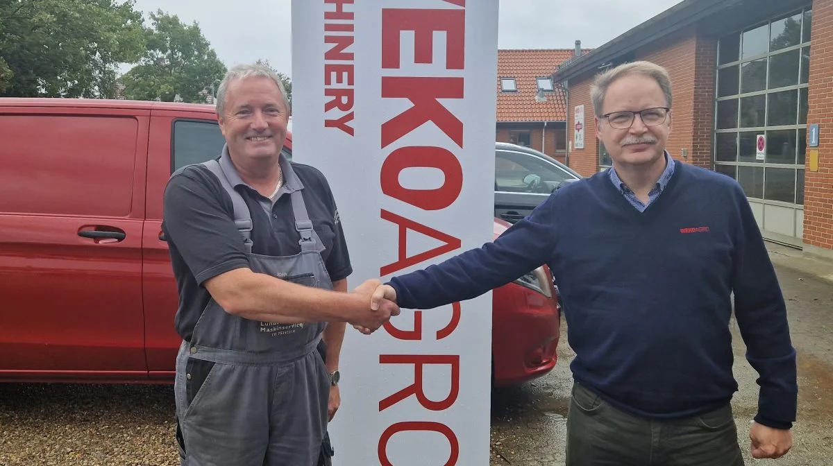 John Høier Christensen (tv) og Tom Myrdal glæder sig til samarbejdet i WekoAgro med fokus på vand, græs og kartofler. Foto: WekoAgro