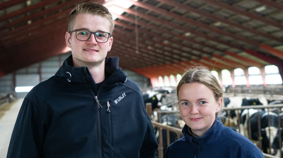 Det viste sig at være det helt rigtige for det unge par, Søren Ebbesen og Janet Våtevik (billedet), at køre forbi og se nærmere på en slagtekalvebedrift nord for Varde, selvom de egentlig ledte efter en gård med kyllinger, som de kunne overtage. Få måneder efter overtog de bedriften. Fotos: Morten Ipsen