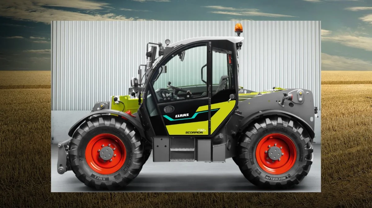 Prototypen Claas Scorpion med modelbetegnelse 732e, der er et fælles udviklingsprojekt mellem Liebherr og Claas, har mange fordele, navnlig ved indendørs arbejde. Teleskoplæsseren er udstyret med uafhængige 90 kW elektriske motorer, et modulært 64 kWh batterikoncept til op til 4 timers brug og en 22 kW batterilader, der sikrer tilstrækkelig ydelse og fleksibilitet. Foto: Claas