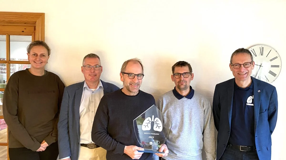 Fra venstre: konsulent Marianne Bisbjerg Bøgh (Danish Crown), dyrlæge Anders Mikkelsen (Danvet), Kim Adamsen, Daniel Krupienczyk (medarbejder), Nordisk BU Manager Christian Rasmussen (Ceva). PR-foto