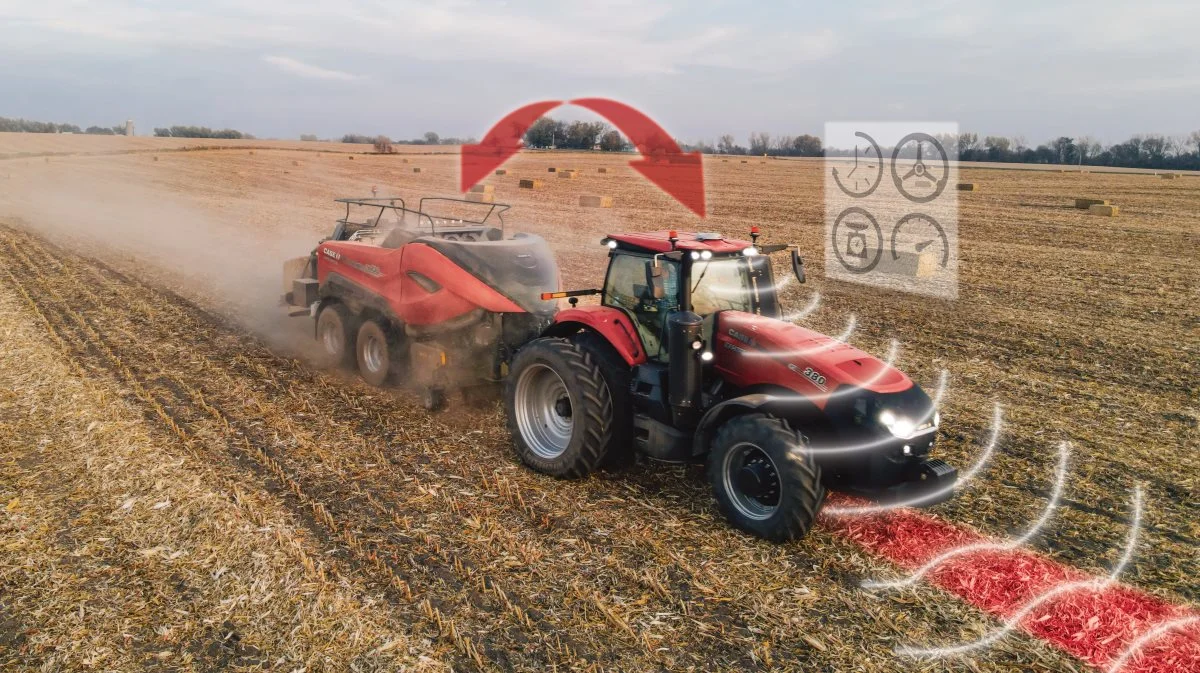 Lidar-sensoren, som er monteret på traktorens tag, registrerer skårets placering, mængde og densitet. Foto: Case IH