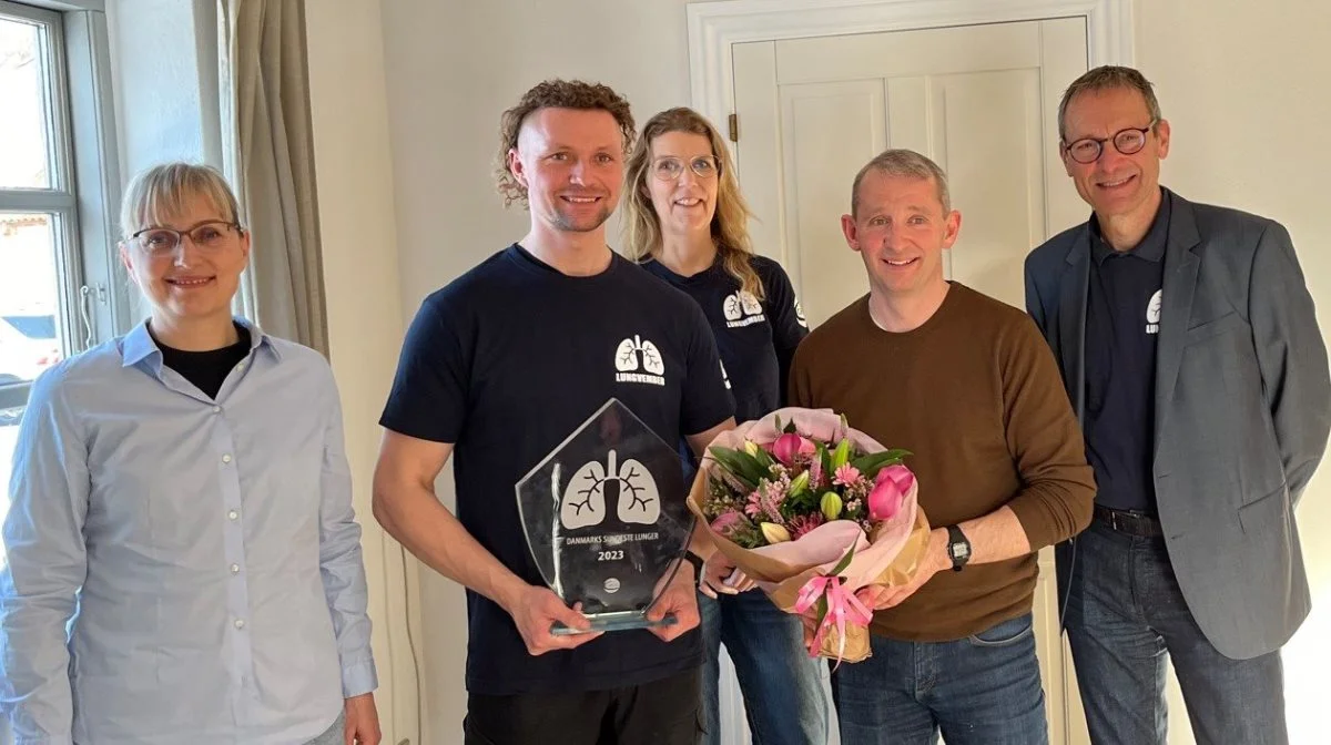 Fra venstre: dyrlæge Charlotte Glenting (Danvet), Simon Wulff, dyrlæge og teknisk marketing manager Charlotte Sonne Kristensen (Ceva), Peter Hjort Jensen (leverandør), nordisk BU manager Christian Rasmussen (Ceva). (Foto: Ceva)