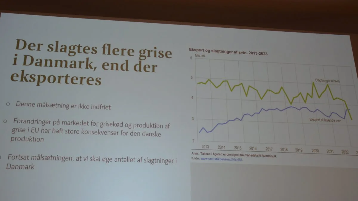 Sidste år krydsede kurverne for antal slagtesvin og antal eksporterede grise, oplyste sektordirektør i L&F Gris, Christian Fink Hansen, forleden.