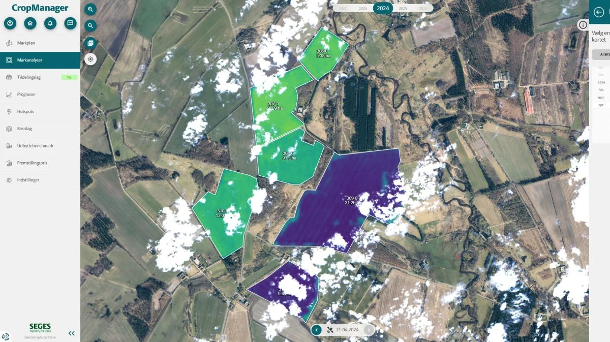 Skydække kan være en væsentlig udfordring for at udføre præcisionsjordbrug i praksis. Særligt, hvis det skyede vejr fortsætter i længere tid. Foto: Seges Innovation