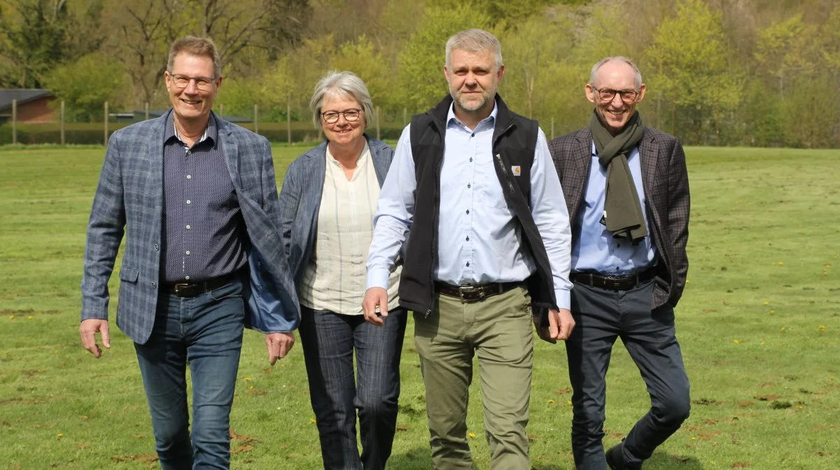 Palle Jespersen, Birthe Pedersen, Søren Svanholm og Dan Gørtz udgør fra 1. maj landbrugsmægler-firkløveret hos Nybolig Landbrug Gørtz & Jespersen i Aarup. Fotos: Henriette Lemvig