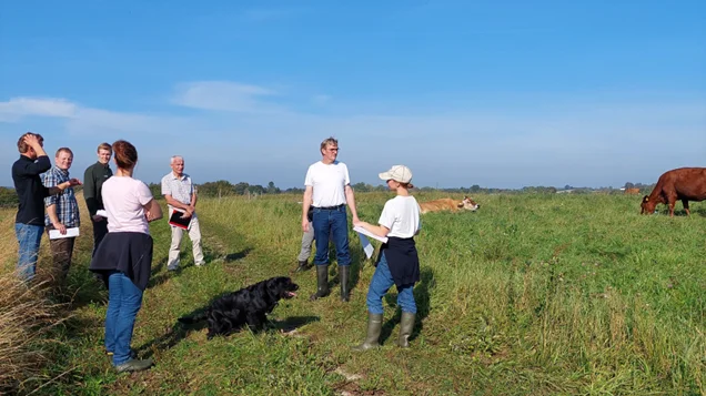 Erfagruppemøder kan tage mange former. Her med rådgivere fra VKST, der deltager med et oplæg om økologisk landbrug. Foto: VKST 