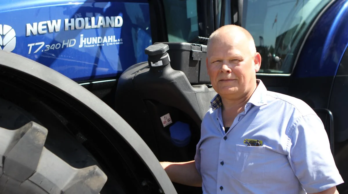 - Det er én, vi forventer os en hel del af, siger Søren Hundahl om den nye New Holland-model T7.340 HD. Fotos Line Brusgaard