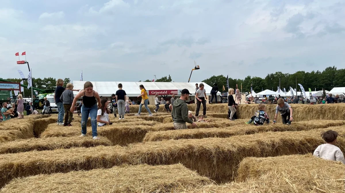 Mange børn fik brugt en masse energi på de store halmballer, som dannede en attraktiv legeplads.