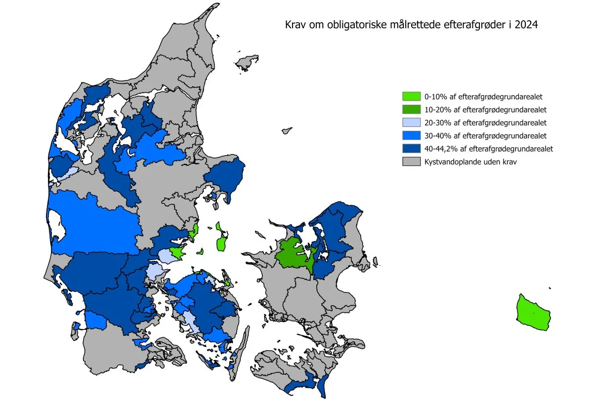 Her kan du se, om din ejendom er omfattet af de ekstra efterafgrødekrav eller ej. Kilde: Landbrugsstyrelsen