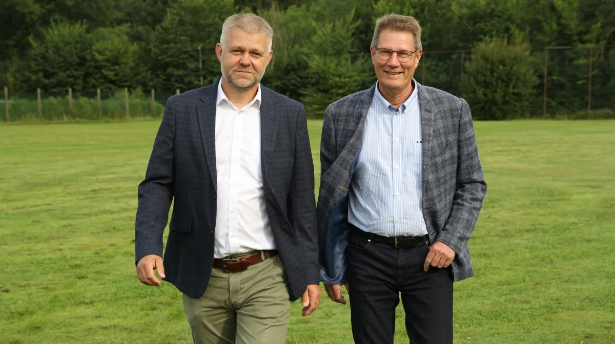 Søren Svanholm (tv) og Palle Jespersen (th) udgør ejerkredsen hos Nybolig Landbrug på Fyn. Ejendomsmæglerfirmaet hedder nu Nybolig Landbrug Svanholm & Jespersen.