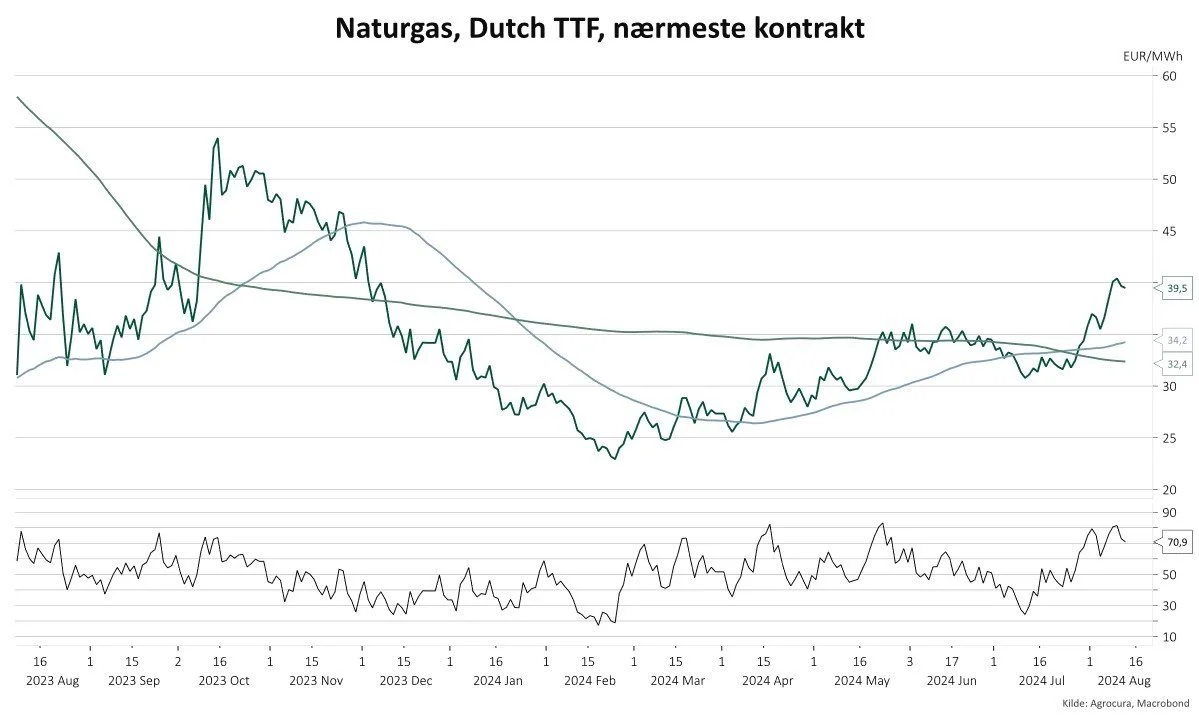 De seneste uger har budt på nye stigninger i prisen på hollandsk naturgas (TTF). 
Udviklingen kan få en stor betydning for energimarkederne i Europa, skriver Benjamin Høegh i Agrocuras analyse.