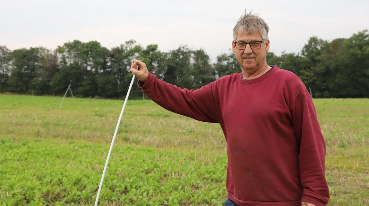 Claus Budolfsen, I/S Houstrupgaard, er vært for efterafgrødedemo den 13. november. Her kan man blandet andet se den specielle jord-løsner-blanding FRDK Sund Jord, som Claus Budolfsen selv har sået for at få mere liv i en lav og lidt tung mark. 