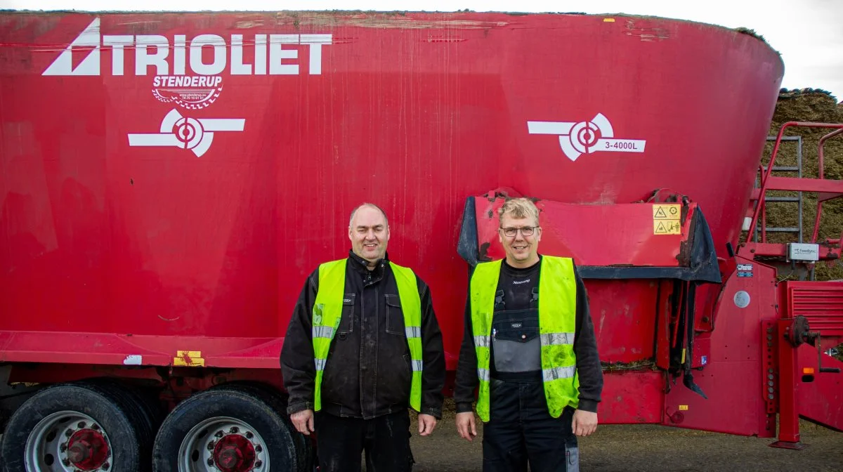 Brian Nielsen og Michael Rasksen sætter begge stor pris på Trioliet-foderblanderen.