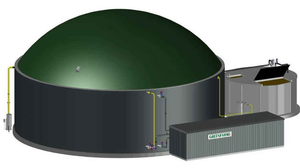 Gårdbiogasanlægget på Tinghøjgaard. Illustration: GreenFarm
