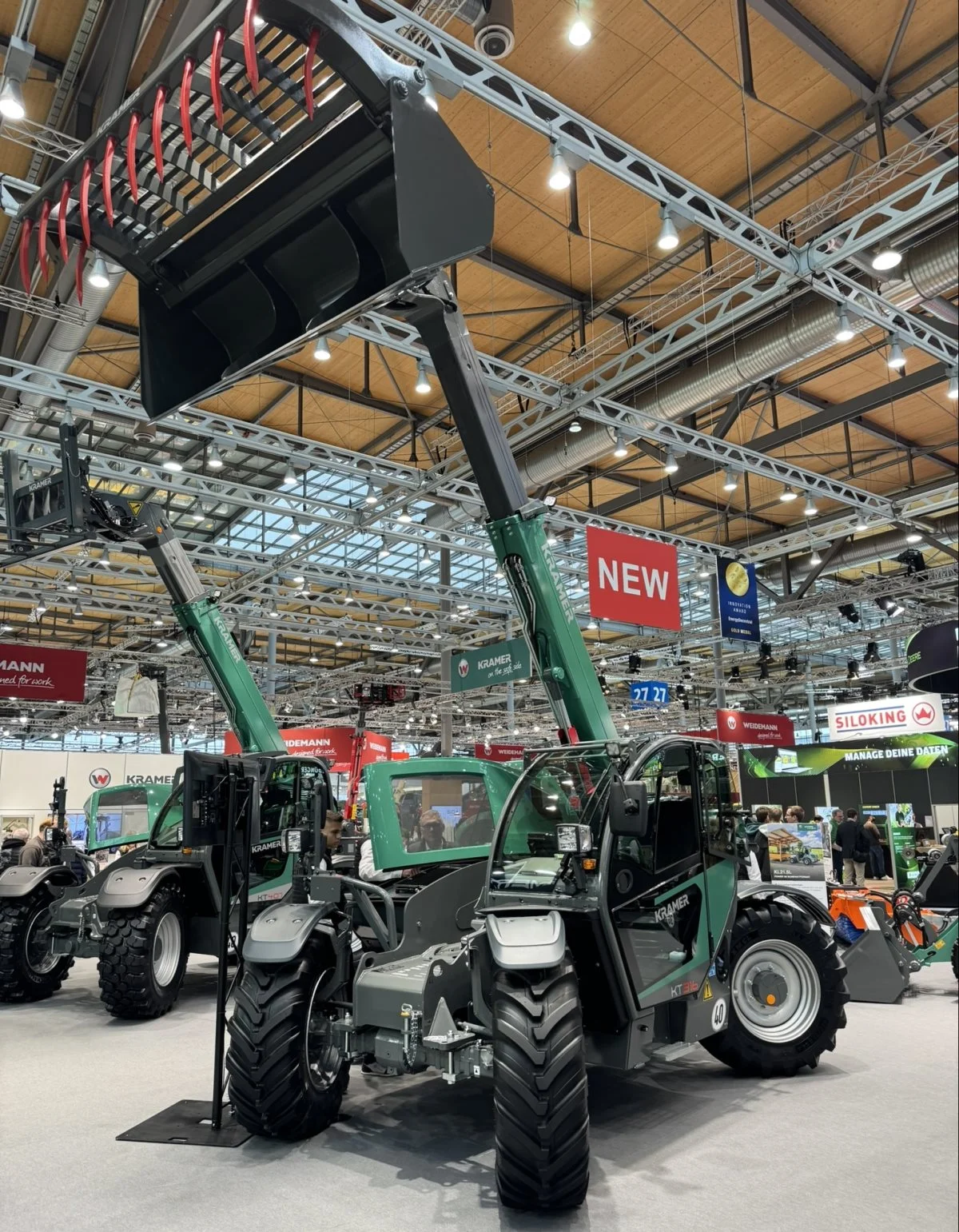 Ny Kramer teleskoplæsser, KT316 med vejesystem, lanceret på EuroTier-udstillingen med en løftekapacitet op til 3.100 kg og en maksimal løftehøjde på 5,83 meter. Foto: Per Jørgensen