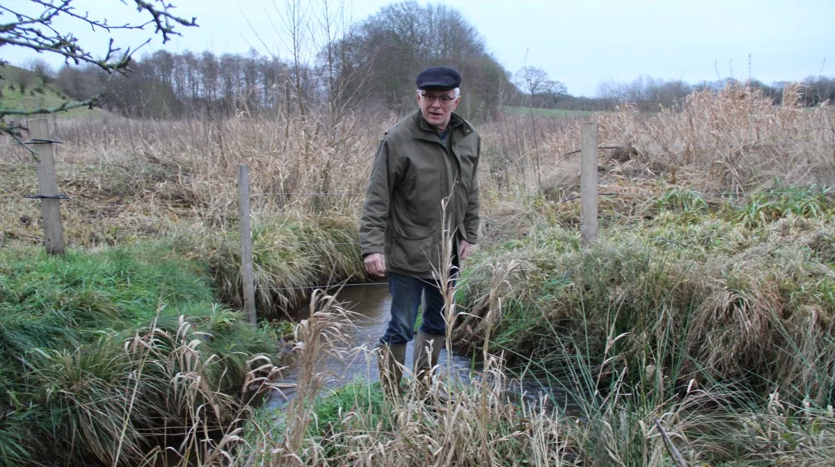 67-årige Niels Karstoft blev frikendt i retten for at have ændret dele af Eltang Bæk ved Kolding, da han oprensede den. Han ville dog hellere have løst sagen i mindelighed, fortæller han. Foto: Morten Ipsen