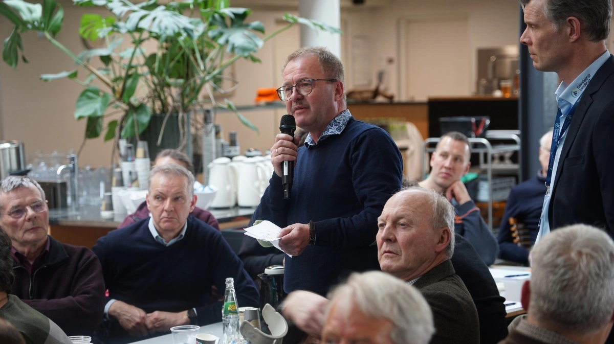 Bæredygtigt Landbrug afholder generalforsamling onsdag på Bygholm Landbrugsskole i Horsens. Her ses Holger Iversen deltage i debatten under sidste års generalforsamling. Arkivfoto 