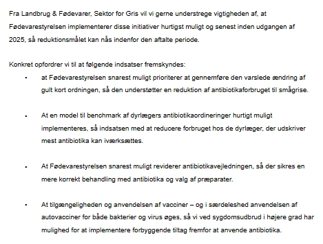 Uddrag af det brev, som H. C. Gæmelke, formand for Landbrug & Fødevarer Gris, har sendt til fødevareminister Jacob Jensen. Kilde: ft.dk