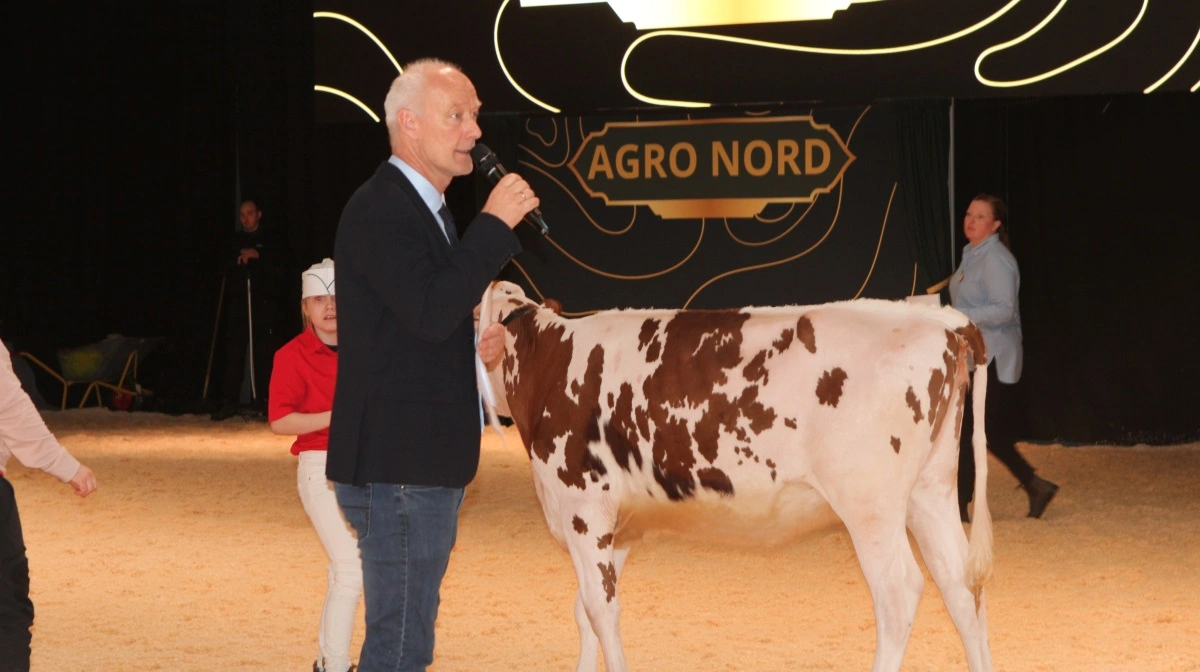 Formanden for Agro Nord, Henrik Dalgaard, var positiv både overfor årets messe og erhvervets fremtid i det hele taget. - Når man ser på den vanvittig høje kvalitet af vores avlsdyr, viser vi samtidig, at vi har alt det, der skal til for også fortsat at have en stærk mælkeproduktion i Danmark i fremtiden, slog han fast. Foto: Line Brusgaard