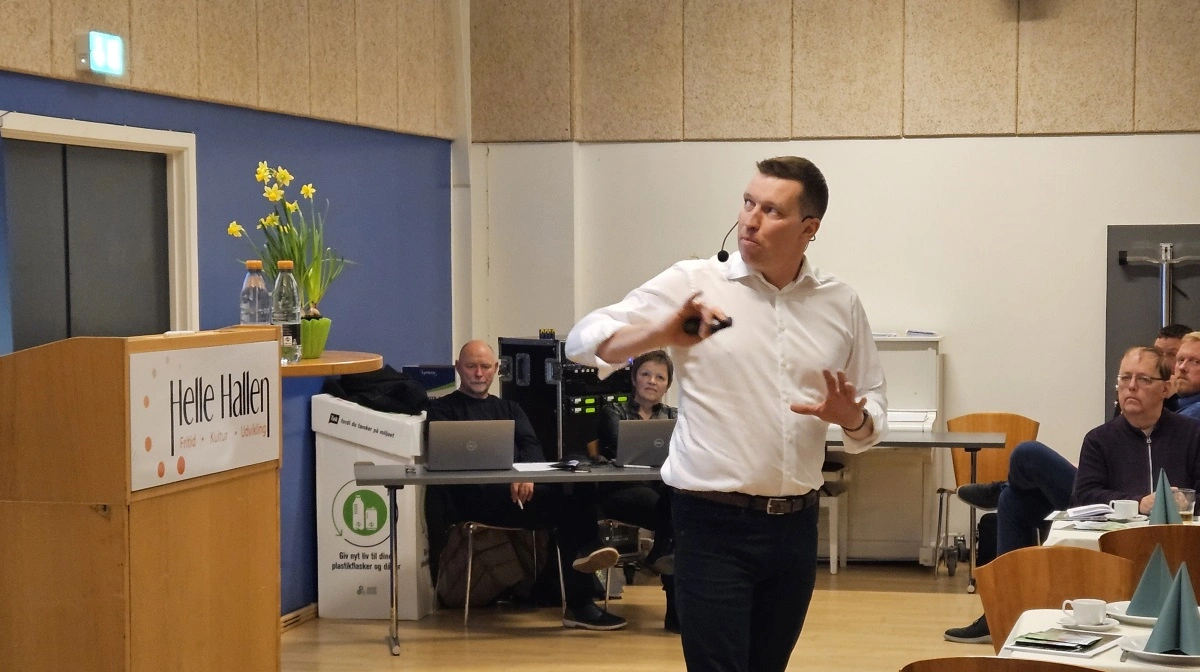 Formand i Landbrug & Fødevarer, Søren Søndergaard, var aftenens gæstetaler og gav et indlæg om arbejdet omkring den grønne trepartsaftale. Foto: John Ankersen