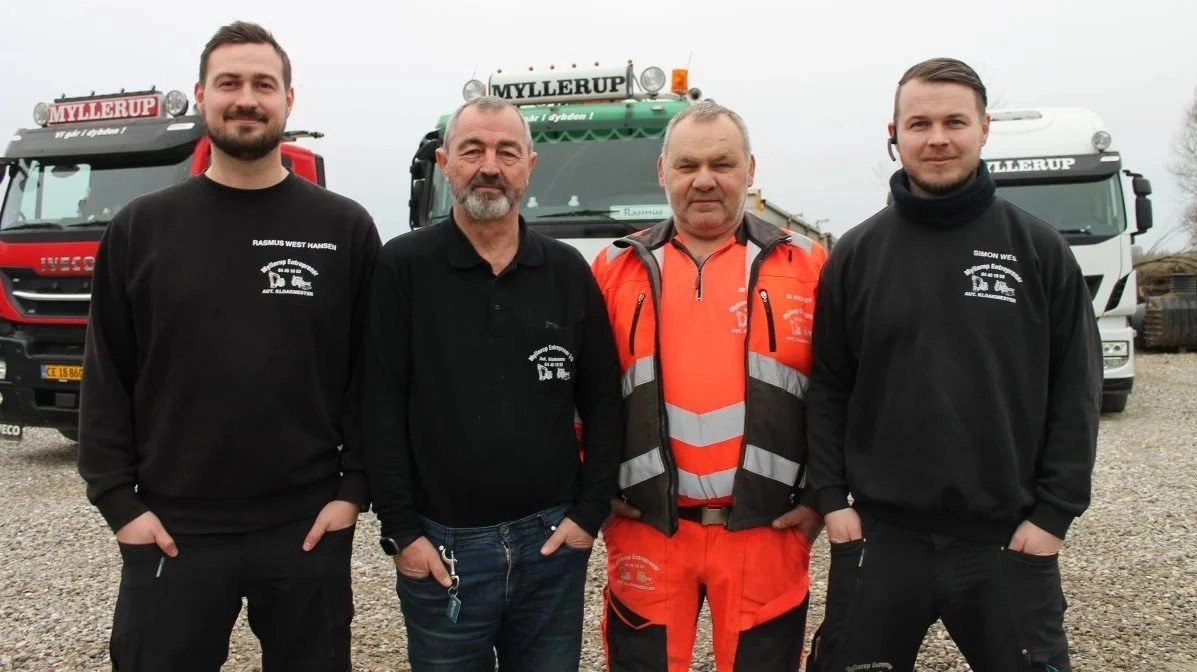 Ejerkredsen bag Myllerup Entreprenør A/S: Rasmus West, Ole West Hansen, Ib Hansen og Simon West Hansen. Privatfoto