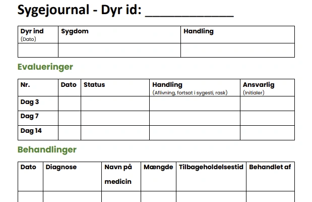 LVK har lavet en sygejournal, der kan downloades fra LVK’s hjemmeside i både en dansk og en engelsk version. Kilde: LVK