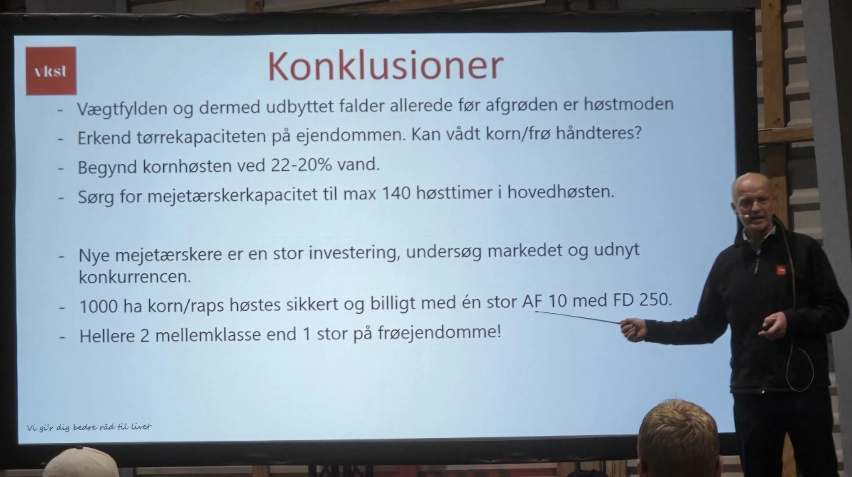 Maskinkonsulent Christian Rabølle, VKST, har en række klare konklusioner omkring nødvendig mejetærskerkapacitet.