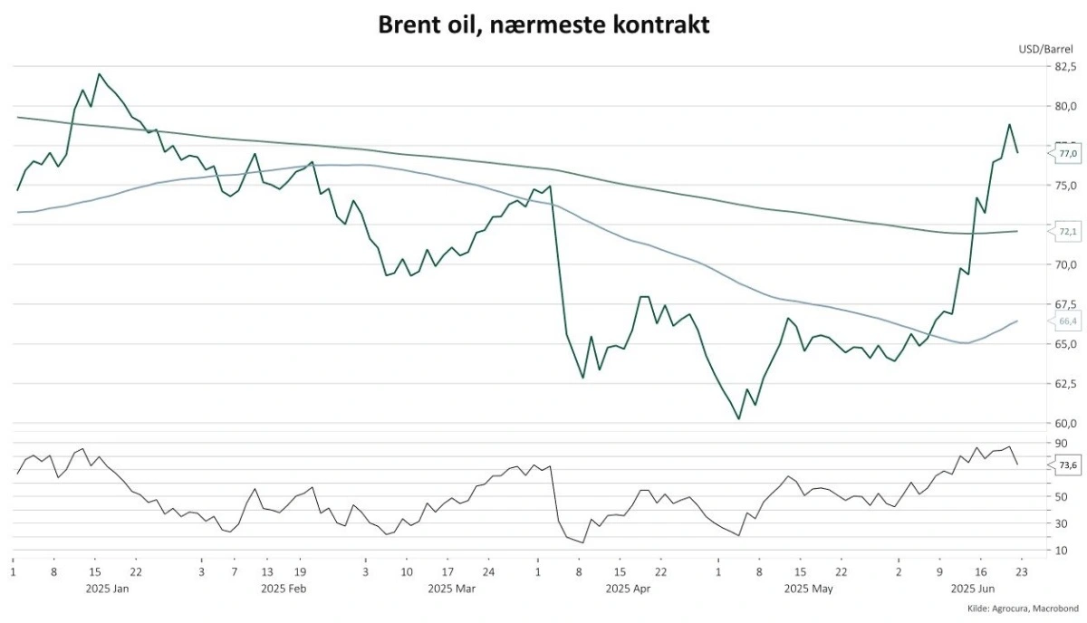 Prisen på Brent-olie er på blot to uger steget fra omkring 68 til 77 dollar per tønde – et spring på over 13 procent, skriver Mikkel Ebbesen.