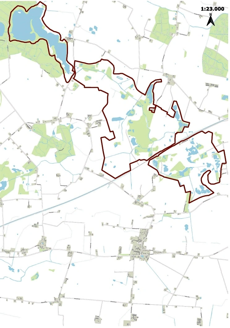 Et nyt lavbundsprojekt kommer til at fylde 600 hektar omkring Hejrede Sø syd for Maribo. Illustration: Guldborgsund Kommune
