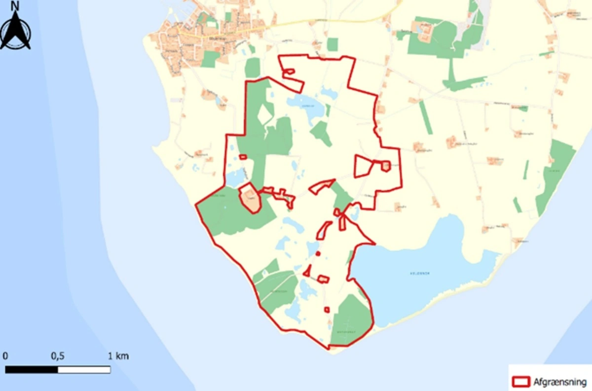 En foreløbig plan for Naturnationalpark Langeland. Illustration: Naturstyrelsen.