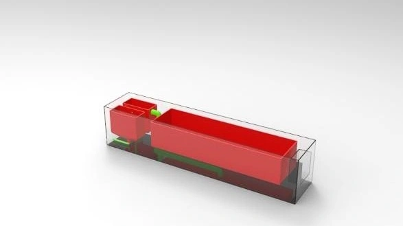 Det er i containere som denne, at Laurits Højs projekt skal foregå i. Han har selv lavet denne modeltegning. Illustration: Laurits Høj