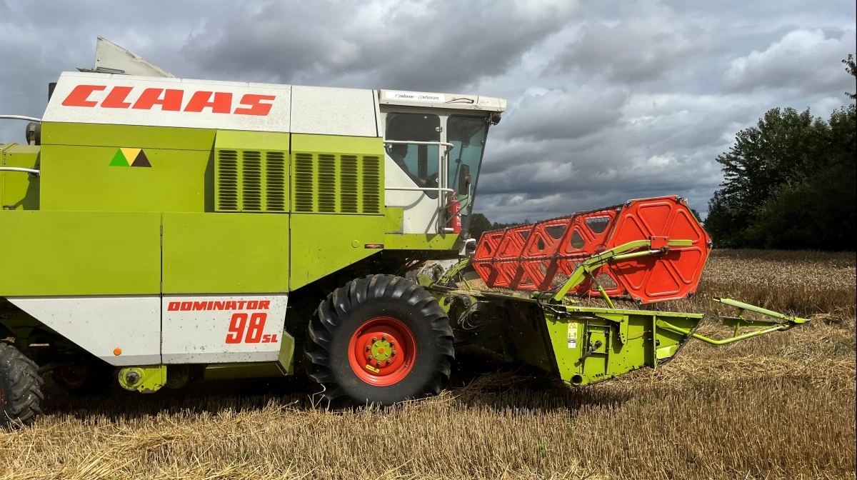 Den mejetærsker, som de nordsjællandske brødre får høsten i hus med, er hele 36 år gammel – en Claas Dominator 98 fra 1989. Foto: Jesper Hallgren