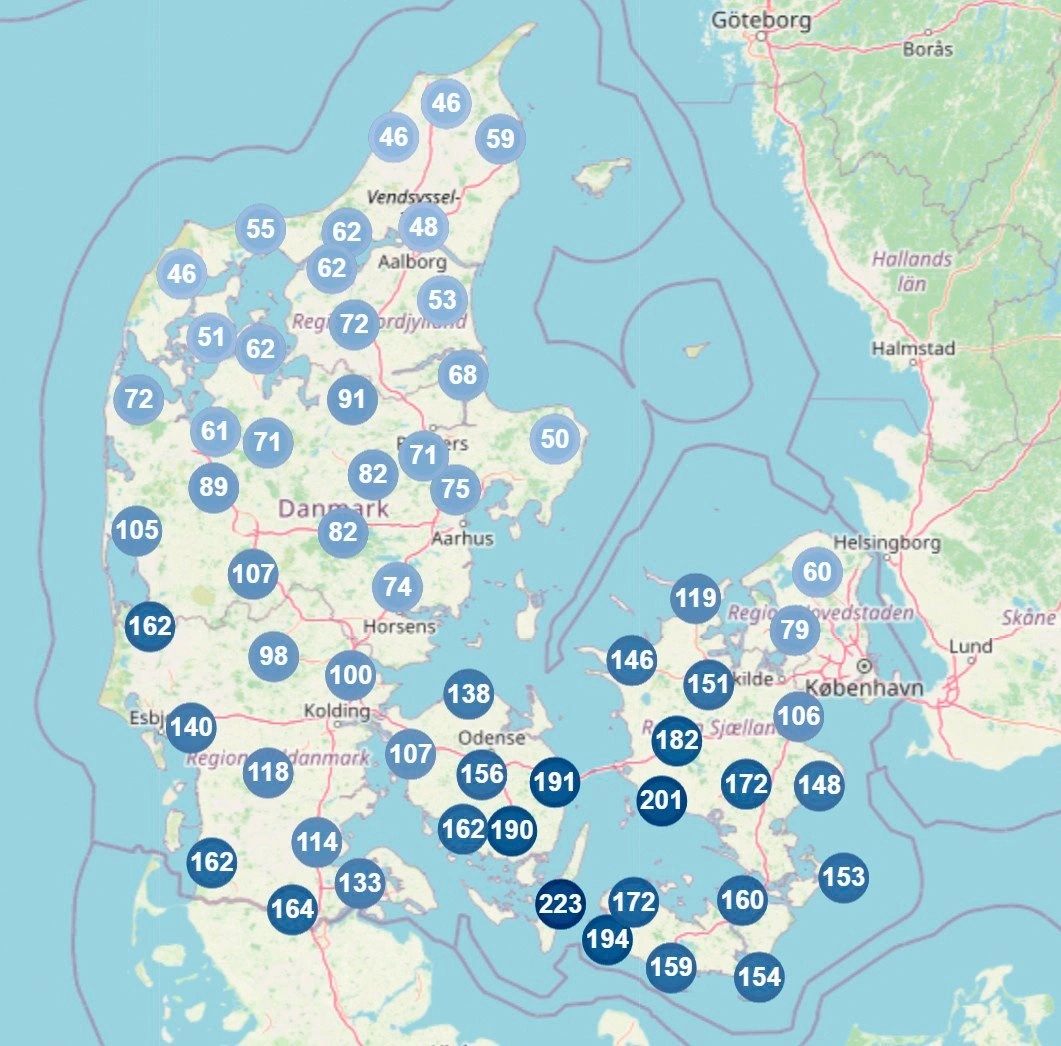 Når man ser på nedbørsfordelingen i perioden fra 1. juli til 4. august, er det med til at forklare, hvorfor Nordjylland er længere fremme med høsten end de sydligere egne, som normalt kommer først. Kilde: Danish Agro