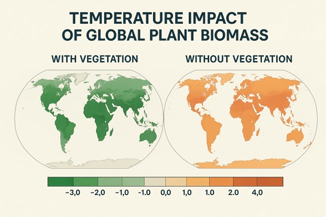Den globale plantebiomasses betydning for den globale temperatur.