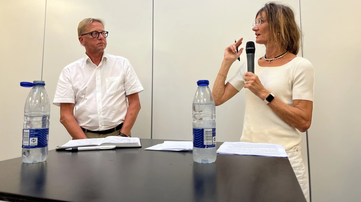 Asger Christensen, Venstre-medlem af Europa-Parlamentet, og Sybille Kyed fra Økologisk Landsforening i debat om fremtidens europæiske landbrug.