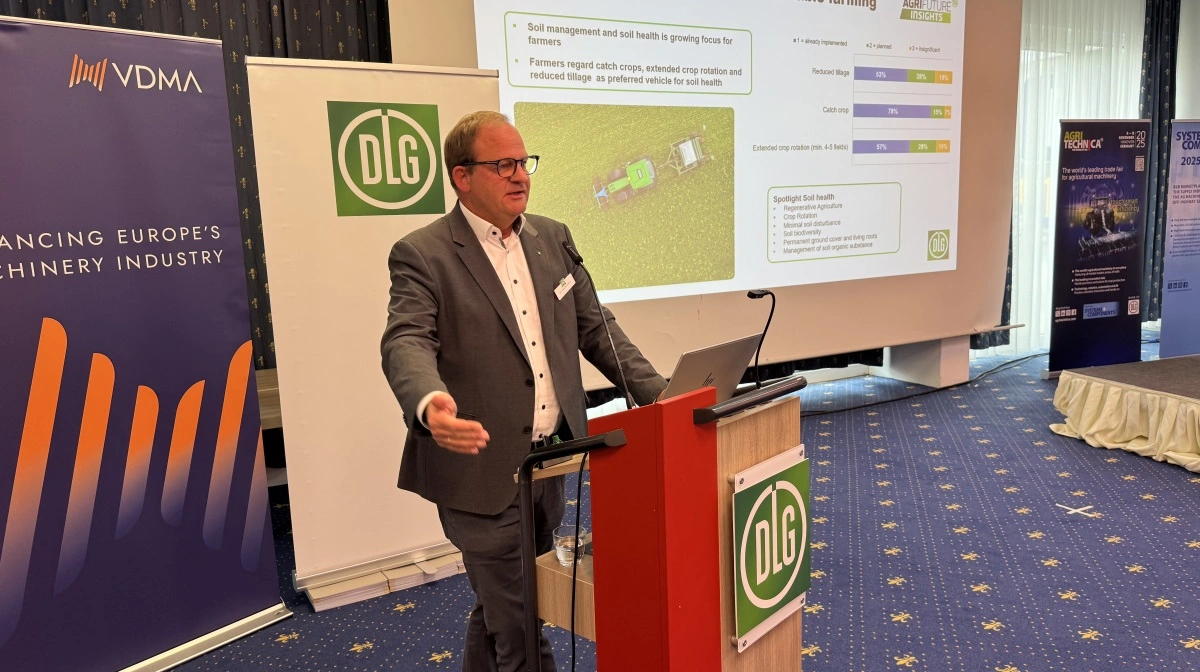 En global undersøgelse fra DLG, »AgriFuture Insights«, viser, at 40 procent af planteavlerne og over halvdelen af mælke- og svineproducenterne forventer en god eller meget god forretningsudvikling, fortalte dr. Hövelmann. Foto: Per Jørgensen