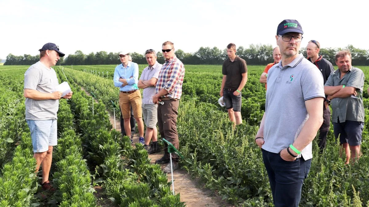 Frøavlskonsulent Poul Nyvang fra det lollandske frøfirma Vikima Seed gennemgik dyrkningen af den nu meget efterspurgte havefrøafgrøde spinat. – Tidligere antog vi, at spinat skulle dyrkes på 6.000 hektar i Danmark. I dag er vi over 12.000 hektar spinatfrø, oplyste han. Han pegede også på ukrudtet lægejordrøg som et stigende problemukrudt i spinat.