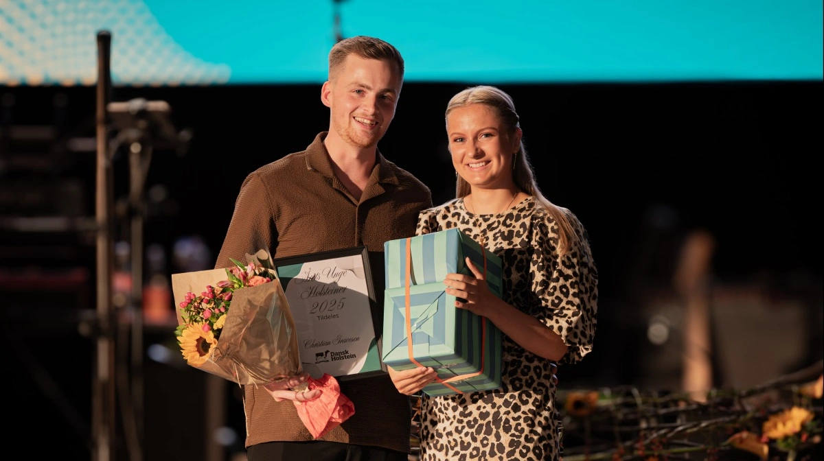 Årets Unge Holsteiner 2025: Christian Gravesen, Thisted, med kæresten Mathilde.