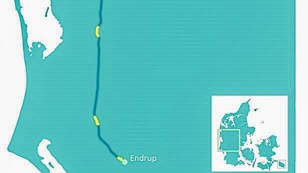Dele af den strækning, der bliver åbnet for brug nu, er steder, hvor kablerne er lagt i jorden. Det er de steder på billedet, der er markeret med lysegrøn linjeføring. Illustration: Energinet