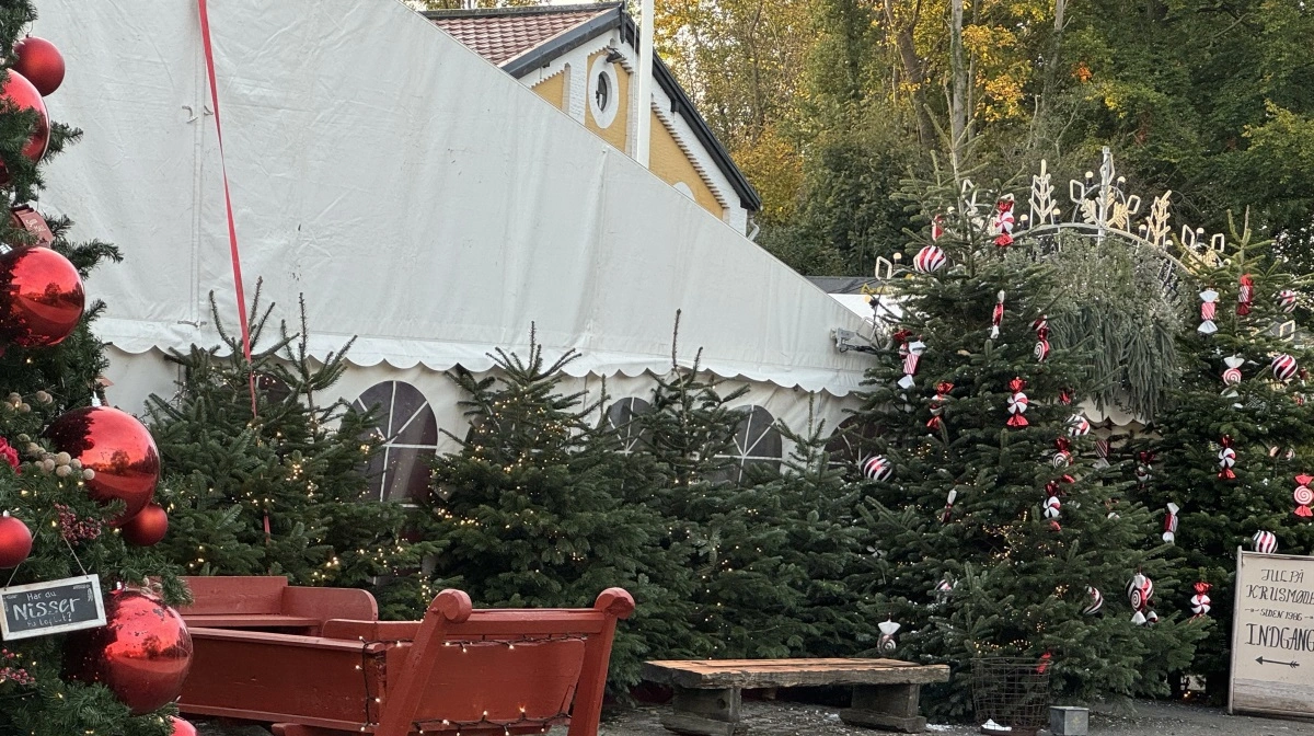 Der er pyntet op og sat telt op på det store julemarked på Krusmølle.