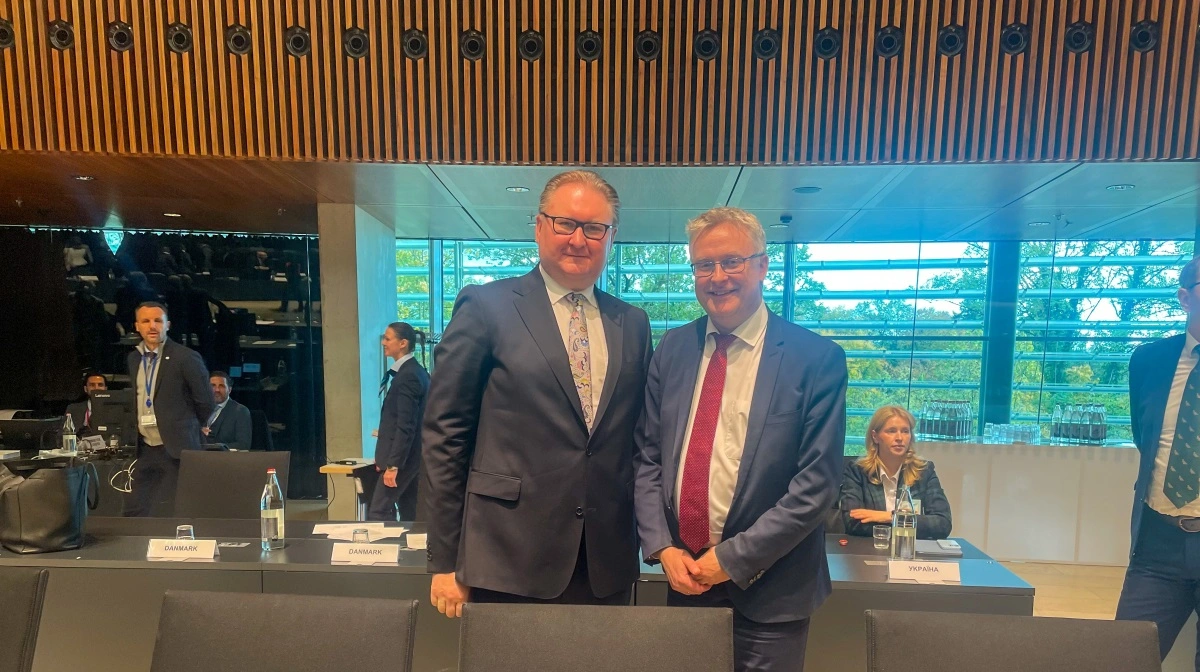 Danmark er en af Ukraines største støtter i forhold til EU. Det blev understreget i denne uge, hvor fødevareminister Jacob Jensen (V) havde samtaler med Ukraines vicepremierminister Taras Kachka (tv). Foto: Fødevareministeriet