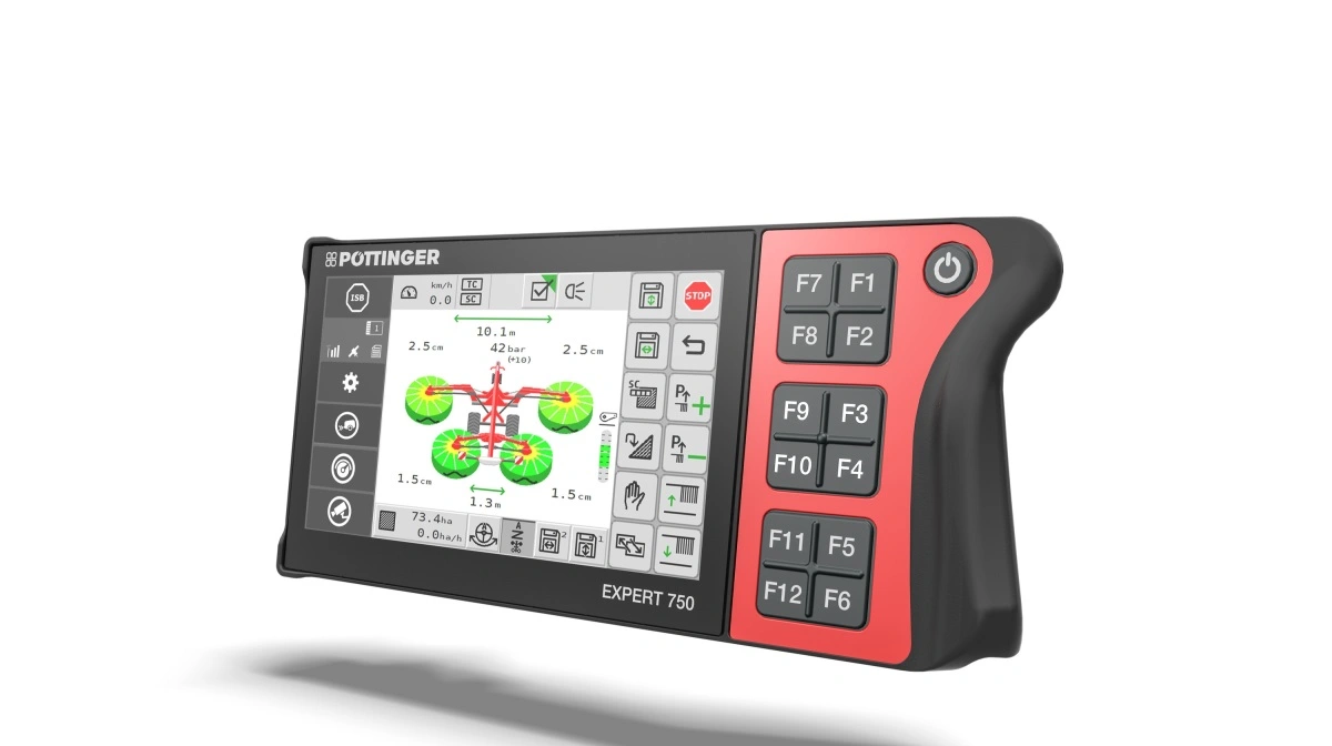 Den nye Expert 750-terminal fra Pöttinger er Isobus-kompatibel og klar til kameraovervågning og High-Speed Isobus.
